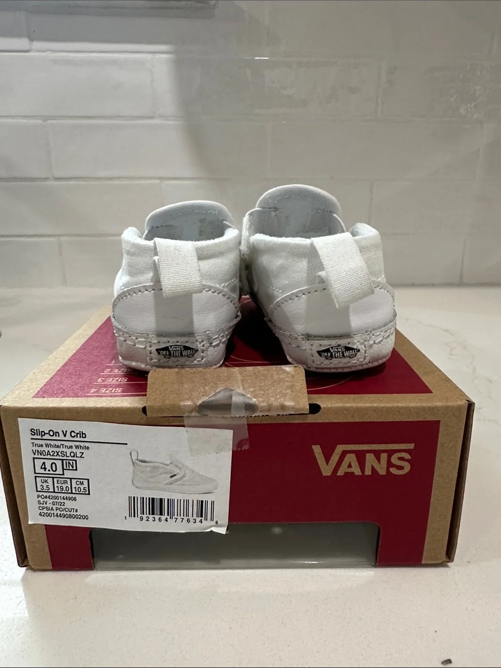 Vans White Slip-On V Crib Baby Shoes